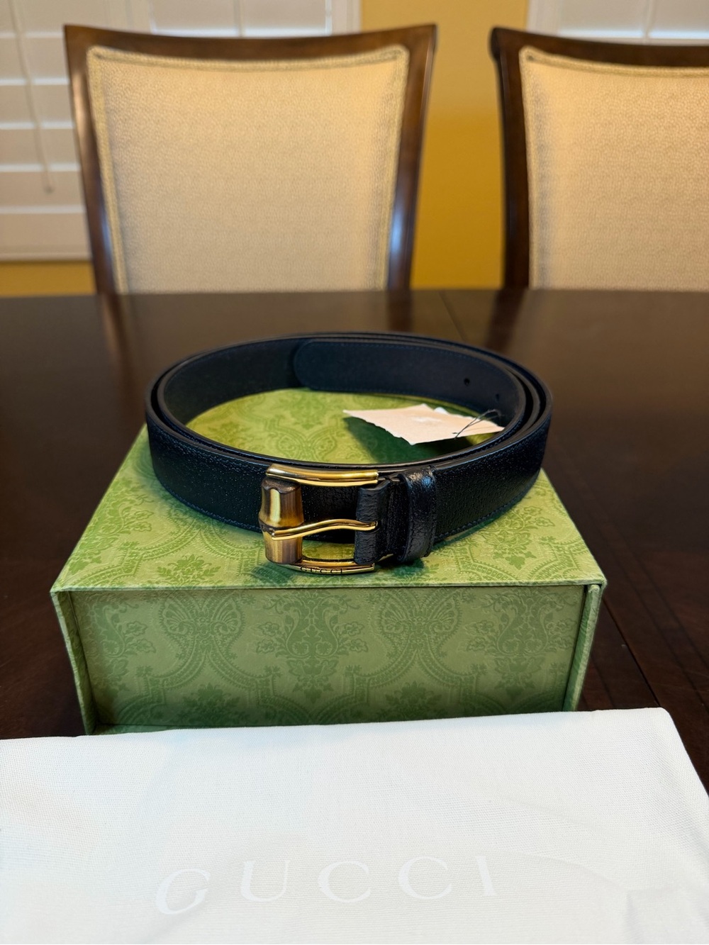 New Gucci Bamboo Logo Belt Size 48 / 120 cm Fits a Waist 44 - 48 - Picture 8 of 13